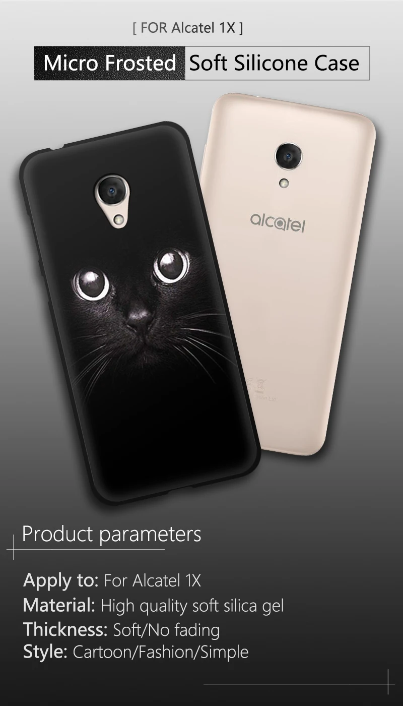 Чехол jurchen для Alcatel 1X, чехол из мягкого ТПУ силикона, задняя крышка для Alcatel 1C, чехол, funda, мультяшный принт, капа, мультфильм, 5,34
