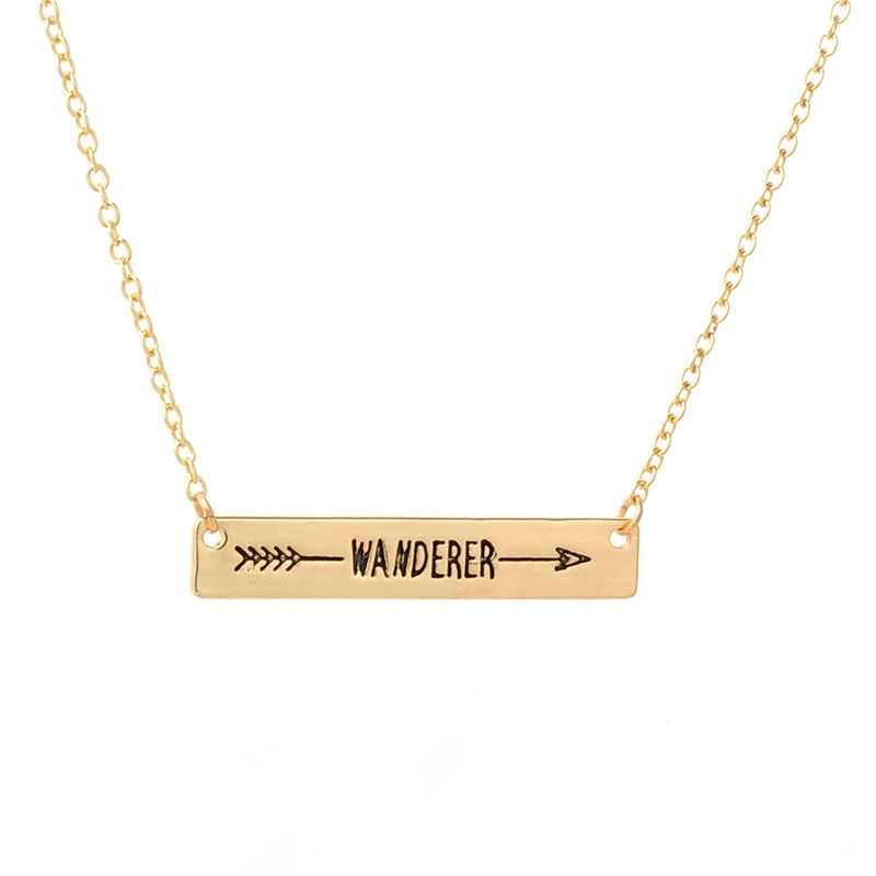 10 шт. Мода Письмо necaklce бар кулон ручной работы надписи &quotСтранник&quot Цепочки и