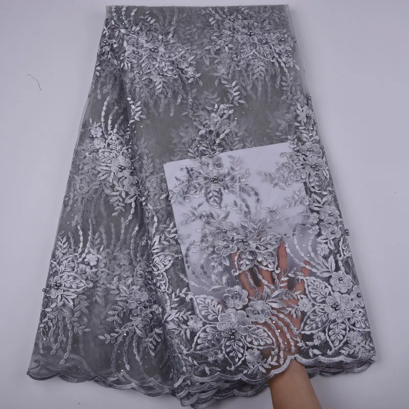 

Hot Sale Embroidery African Style French Tulle Net Lace With Stones Beaded French Net Lace For Bridal Wedding Sewing Dress 1319B