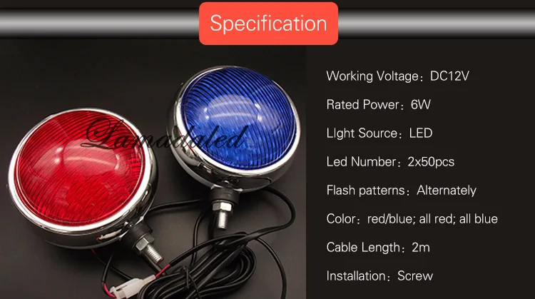 12 V/24 V красный синий круглый 2X50led высокий яркий полицейский Мотоцикл СВЕТОДИОДНЫЕ стробоскопы патрульный мотоцикл стороны благодаря фронтальной вспышке сигнальная лампа