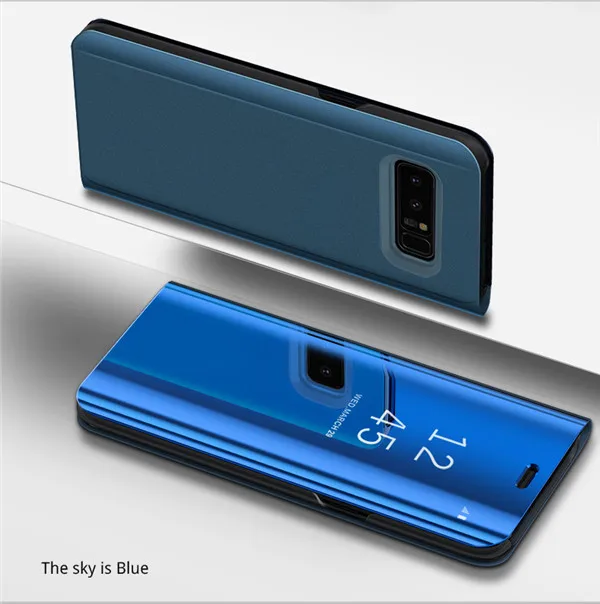 Blue Роскошный защитный флип-чехол на весь экран для samsung Galaxy S9 S6 S7Edge Note8, прозрачный зеркальный чехол для samsung J3 J5 J7 - Цвет: Blue