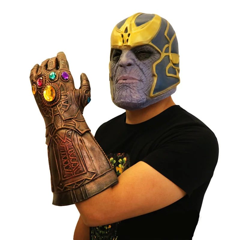 Thanos Super Infinitely Gauntlet Mask Toys Thor 3 Cosplay Prop Costume Snap Gloves Gemstone Weapon of Destruction War Collection | Игрушки и