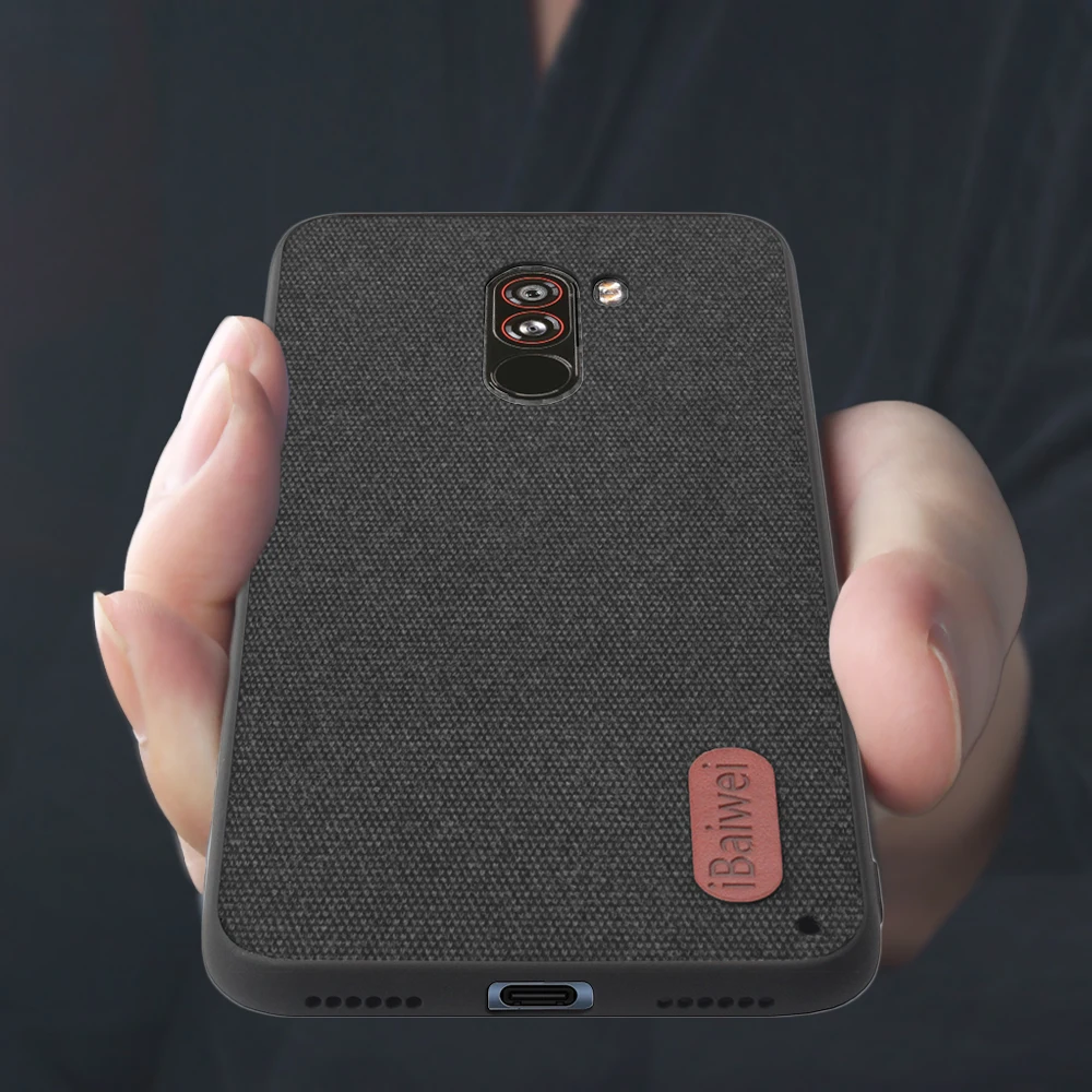 Global Version For Xiaomi pocophone F1 Luxury Fashion Fabric Case for TPU Soft Edge &amp PC Bcak Cover Protection |