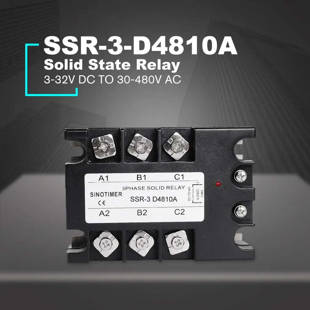 Твердотельное реле DC-AC SSR-3D4810A 25A 40A 60A 80A 100A 3-32VDC до 30-480VAC ток нагрузки трехфазный для