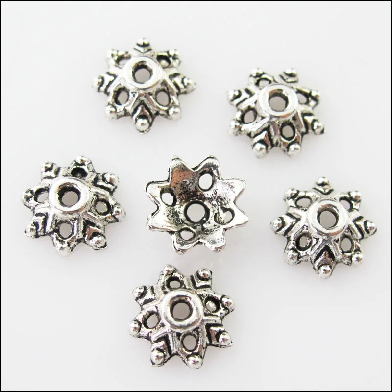 Новый 100 шт. Тибетский Серебристый цвет в форме цветов биссерных колпачков