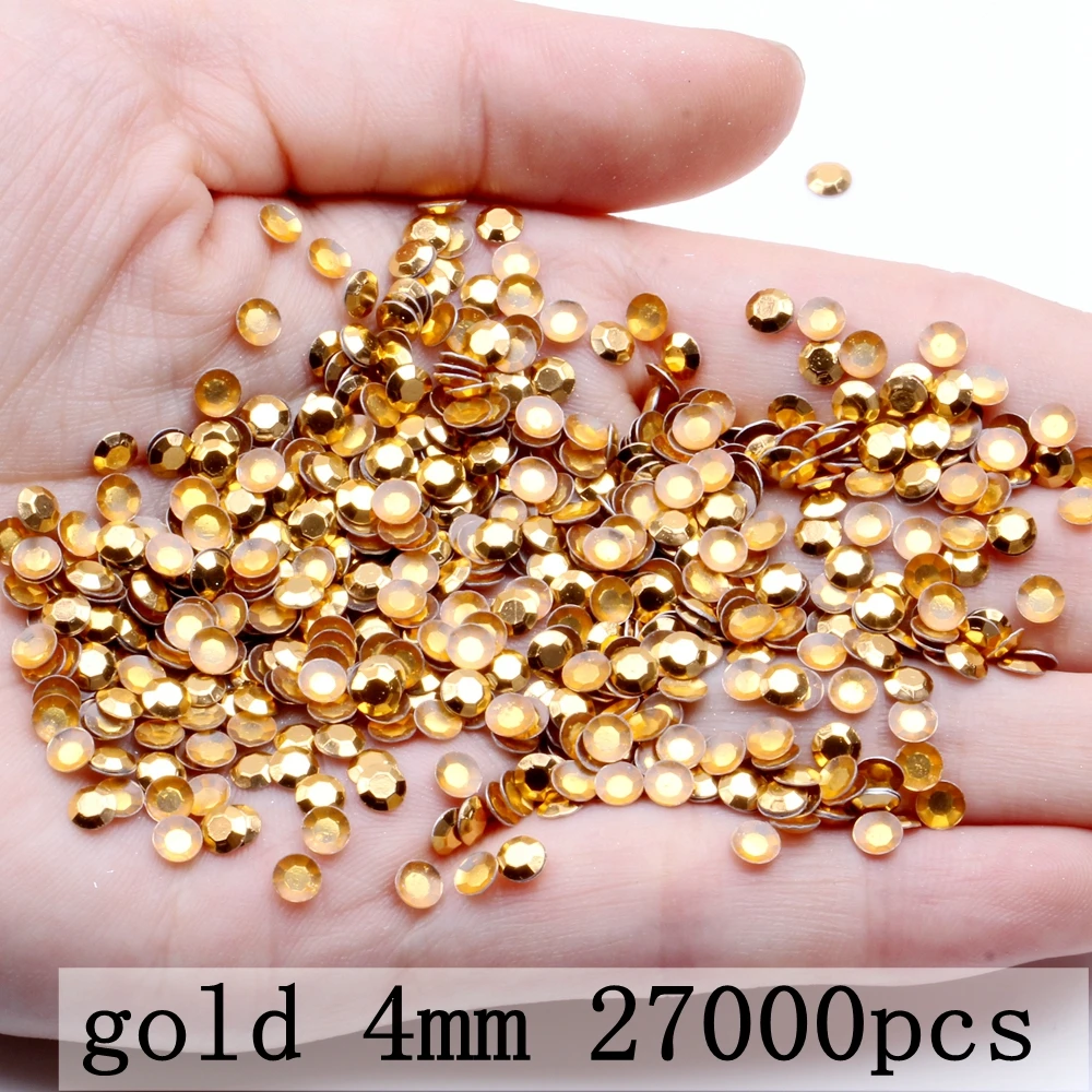 gold 4mm 27000pcs Большая сумка Золотой/медный/серебряный круглый плоский дизайн ногтей украшения гвоздей Шпильки наклейки сплав Маникюр Инструменты для стиля - Цвет: gold 4mm 27000pcs