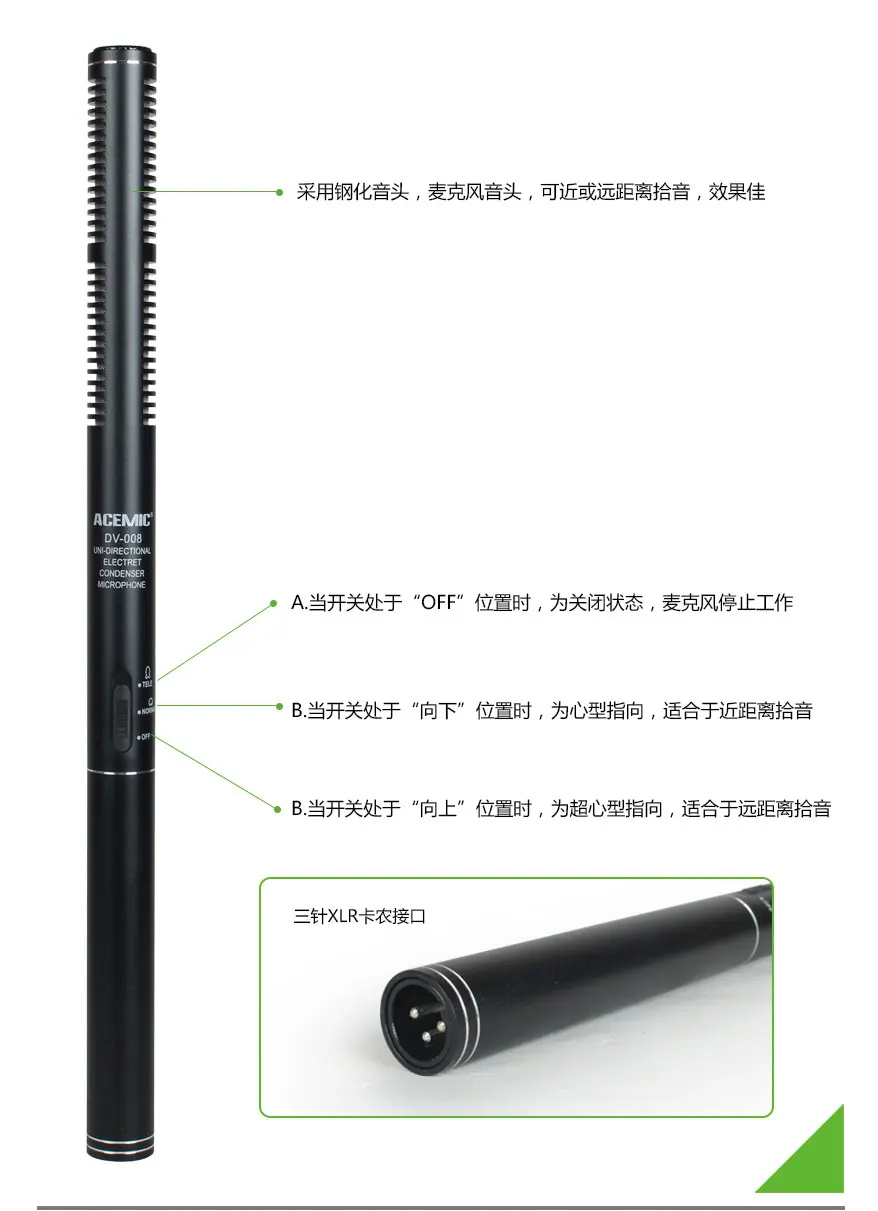 Микрофон для интервью 100 м 3 контакта|Микрофоны| |