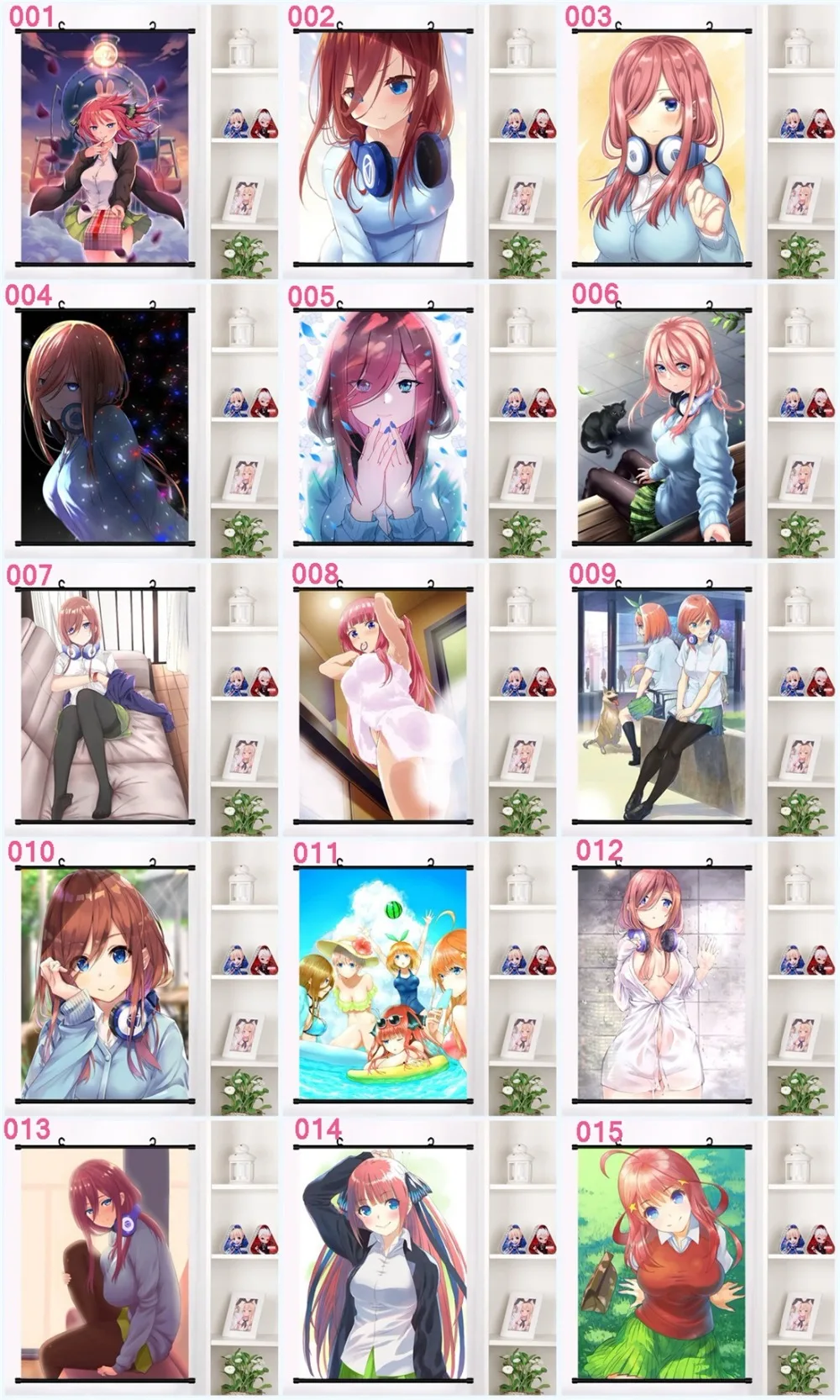 Японское аниме Go-Toubun no Hanayome Nakano Nino настенный свиток Фреска плакат мультфильм настенные подвесные плакаты коллекция домашнего декора искусство