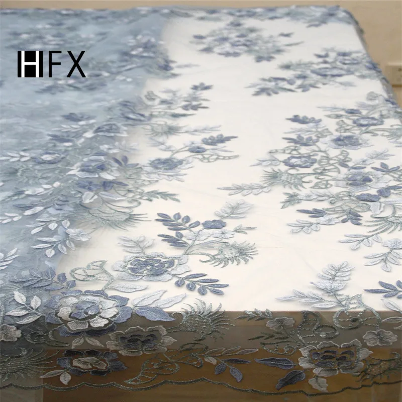 HFX французская кружевная ткань 2019 женское платье порошкового синего цвета