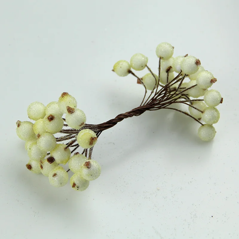 Milk white Букет из красной вишни, искусственный мини-фруктовый цветок, ягоды, рождественские украшения, 20 шт/40 голов - Цвет: Milk white