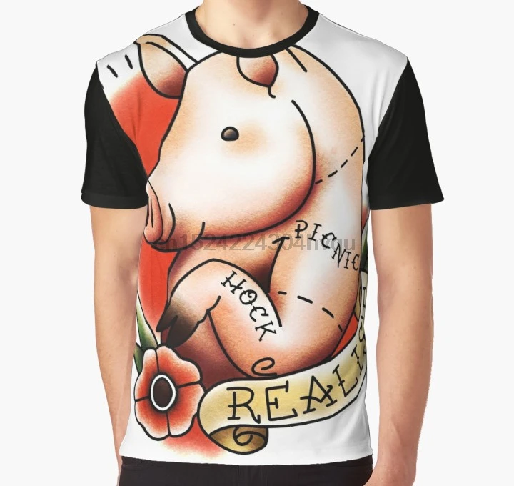 Футболка с 3D принтом Мужская футболка Реалистичная поросенок вдохновленная