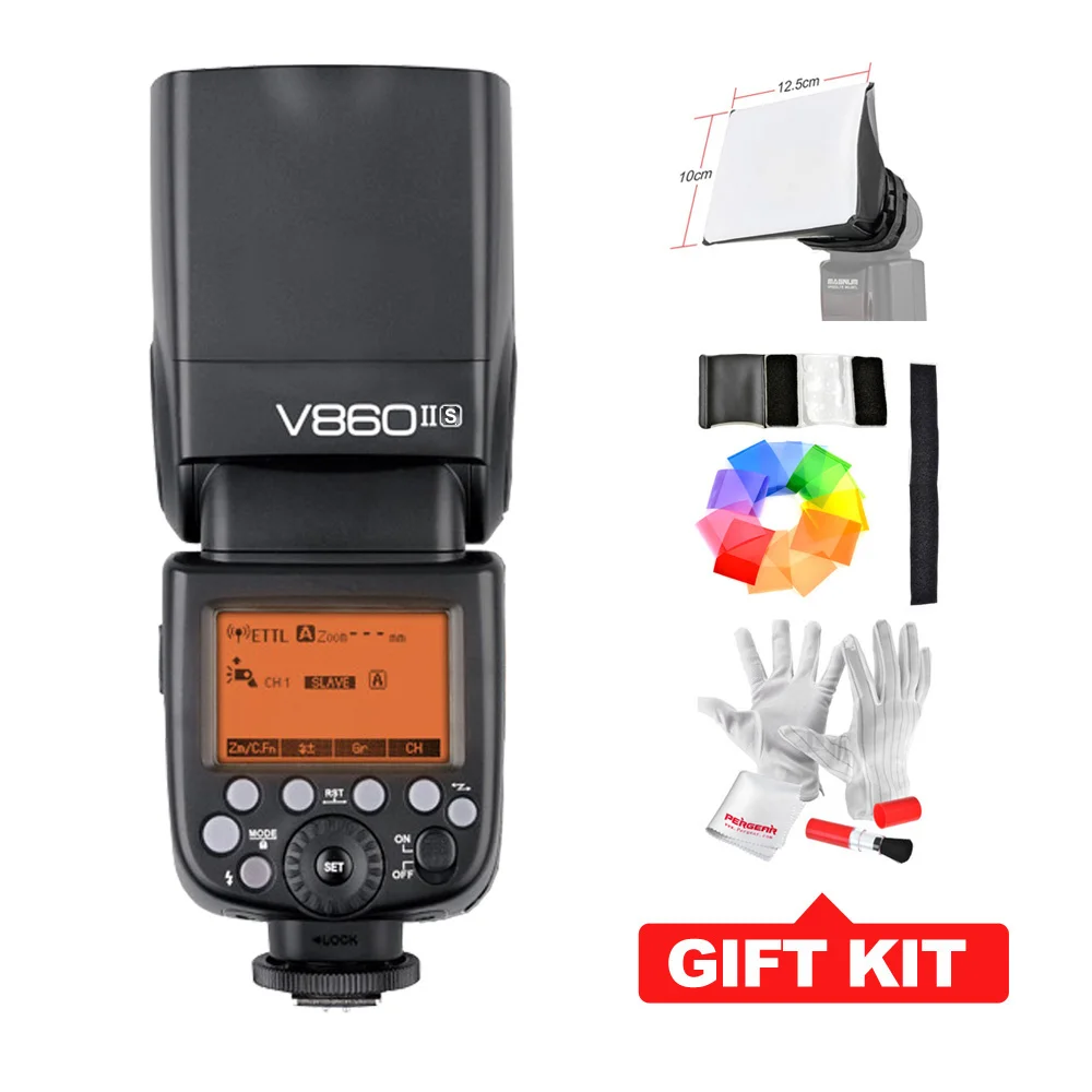 Godox V860II S TTL вспышка светильник GN60 HSS 1/8000s литий ионный аккумулятор 2 4G Беспроводная