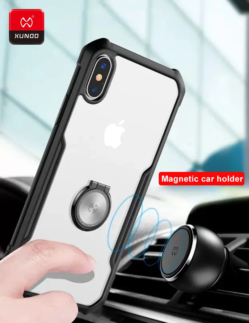 Luxury Transparent Case For iPhone X Xs Max XR Phone With Airbags Shockproof Cases Magnetic car holder New 11 Pro |