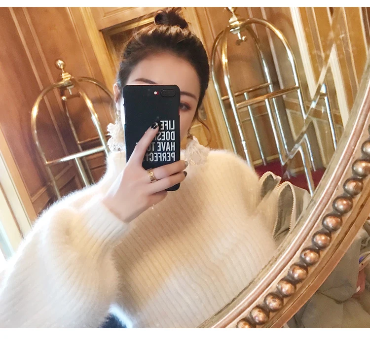 Новинка 2019 плюшевая норковая кашемировая водолазка свитер женское плотное