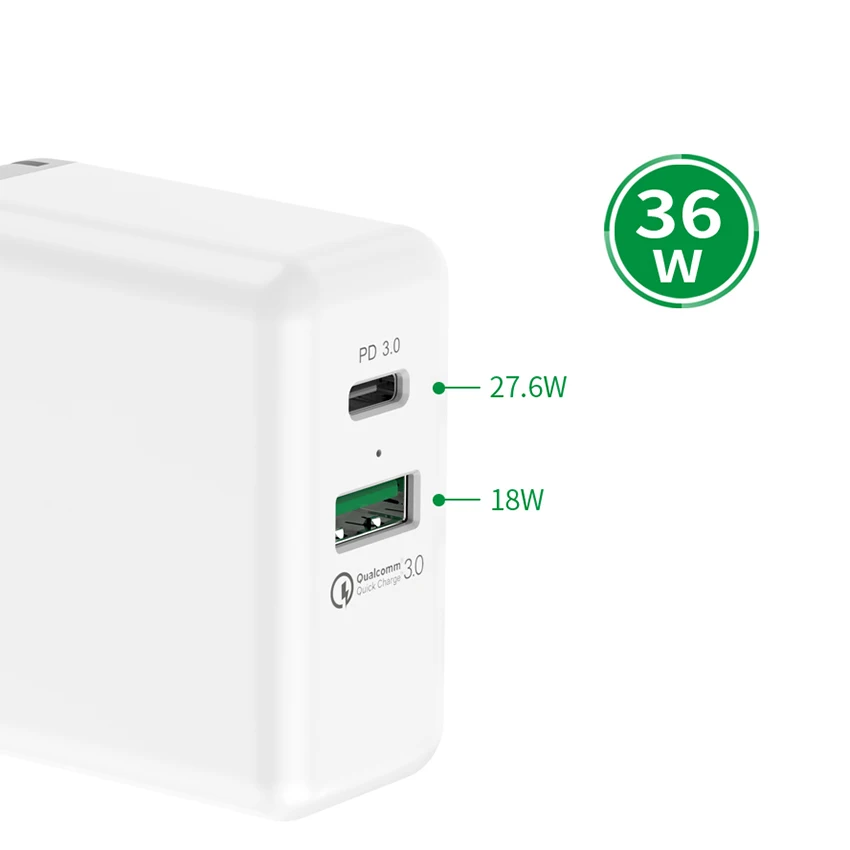Сетевое зарядное устройство QC3.0 USB универсальное быстрое Type-C для iphone Samsung Huawei Nexus