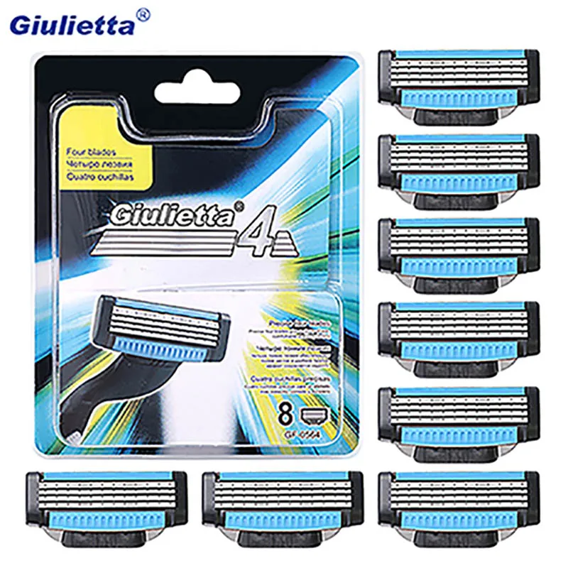 

8pcs / lot Razor Blades 4 Blades Sharp Men Face Shaving Razor 4 Layers Replacement Manual Shaver Blade Tools Razor dfdf