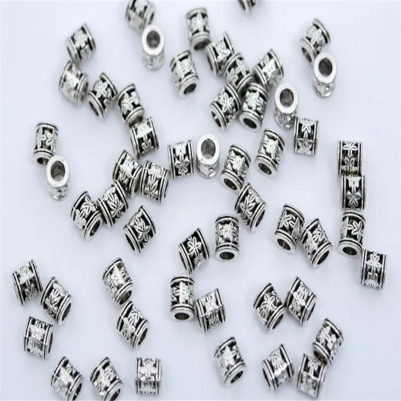 50Pcs-6mm x 6mm 27 стилей тибетская серебряная трубка металлические бусины Spacer Бусины для самостоятельного изготовления украшений трубки Подвески для изготовления ювелирных изделий 20/50/100 шт - Цвет: 50Pcs-6mm x 6mm