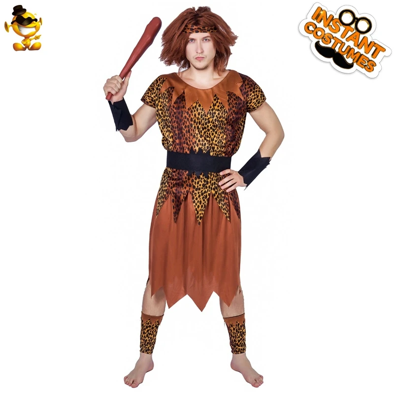 

DSPLAY Cosplay Adult Clothing Men's Caveman Tunic Tarzan Prehistoric Jungle Adventure Outfit Costume Role Play Caveman Halloween