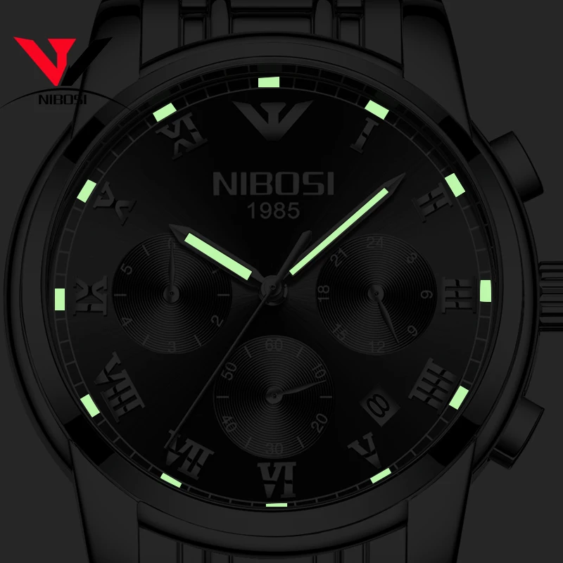 Часы NIBOSI Мужские кварцевые роскошные Брендовые мужские спортивные модные