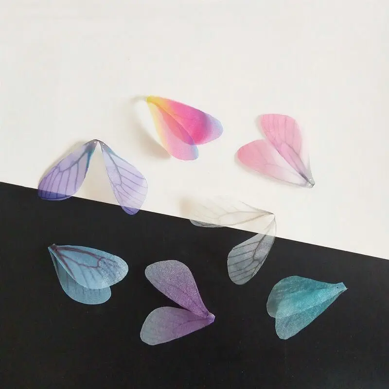 Градиентные крылья стрекозы из органзы 100 шт. аппликации 85 мм полупрозрачные