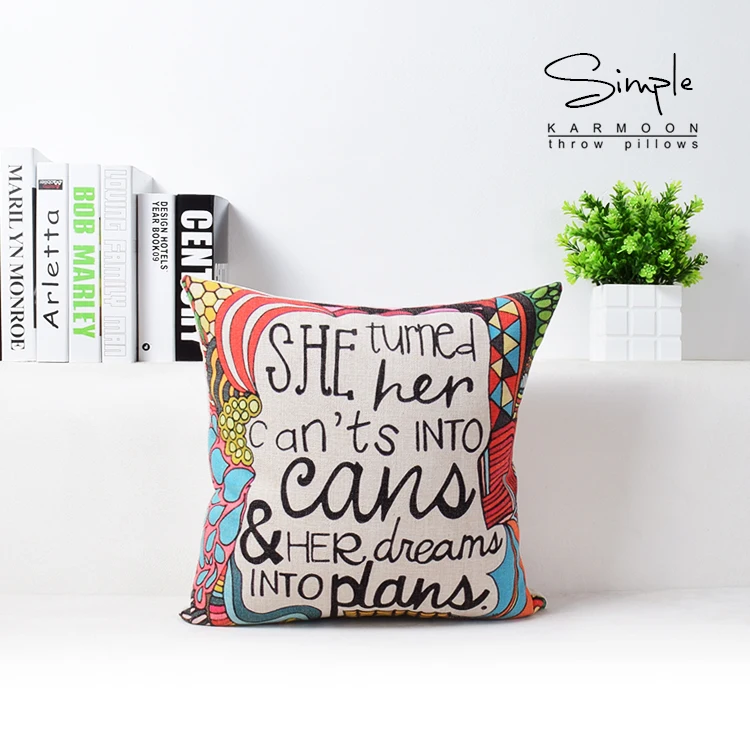 Винтаж Алфавит Цитата Декоративные льняные Чехлы для подушек Подушка Чехол
