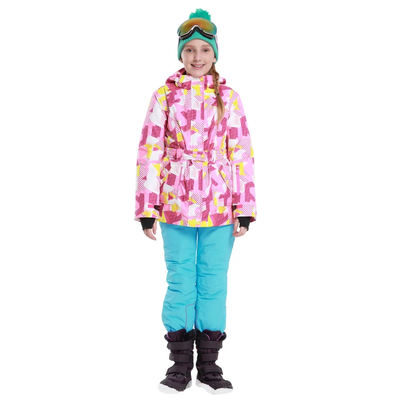 2019 Winter Girls Skiing Sets Jackets Overalls Outdoor Children Snow Suits Waterproof Snowboard Kids Sports Clothes |