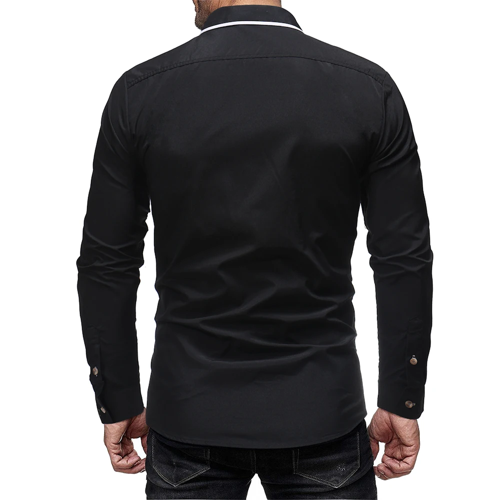 

2018 New Men Shirts Business Long Sleeve Turn-down Collar Cotton Male Shirt Slim Fit Popular Designs Shirt M-XXL
