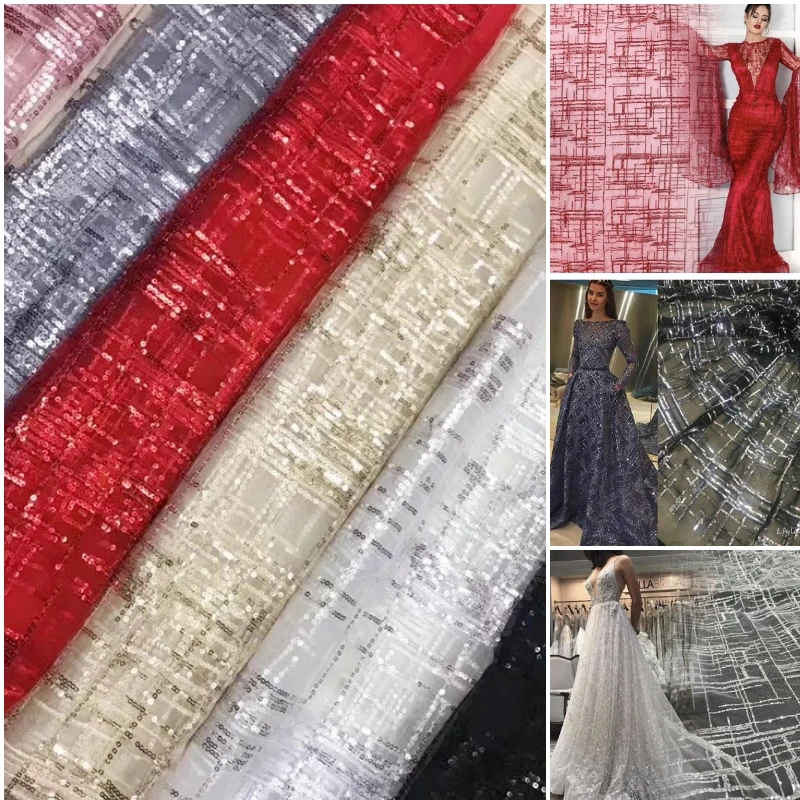 2019 LFY Hot 5 yard African sequins french embroidery tulle lace fabric wedding party gown DIY cloth garment | Дом и сад