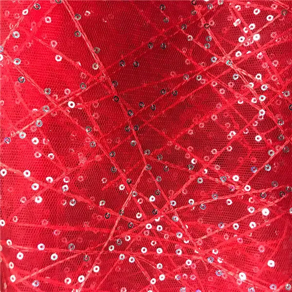 Red 1 ярд Высокое качество африканская кружевная ткань блестки Крест тюль сетка полиэстер пряжа материал нигерийские вечерние платья Одежда Ремесло - Цвет: Red