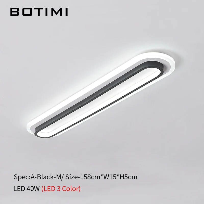 A-Black-M-Tricolor BOTIMI прямоугольник 220 В светодиодный потолочный светильник для коридора Современный Белый поверхностный монтаж гардеробная лампа простое офисное освещение - Цвет корпуса: A-Black-M-Tricolor