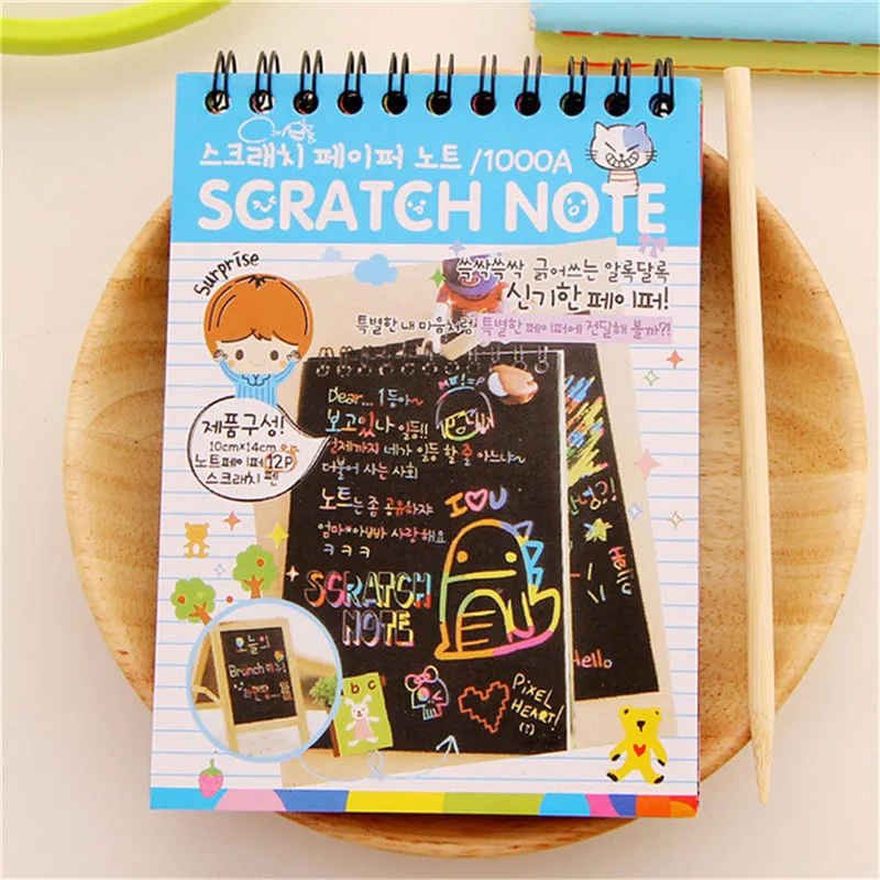 

Creative Imagination Development Stationery with Pen Scratchbook Scratch Stickers Note Book Drawing Sketchbook Children Gift
