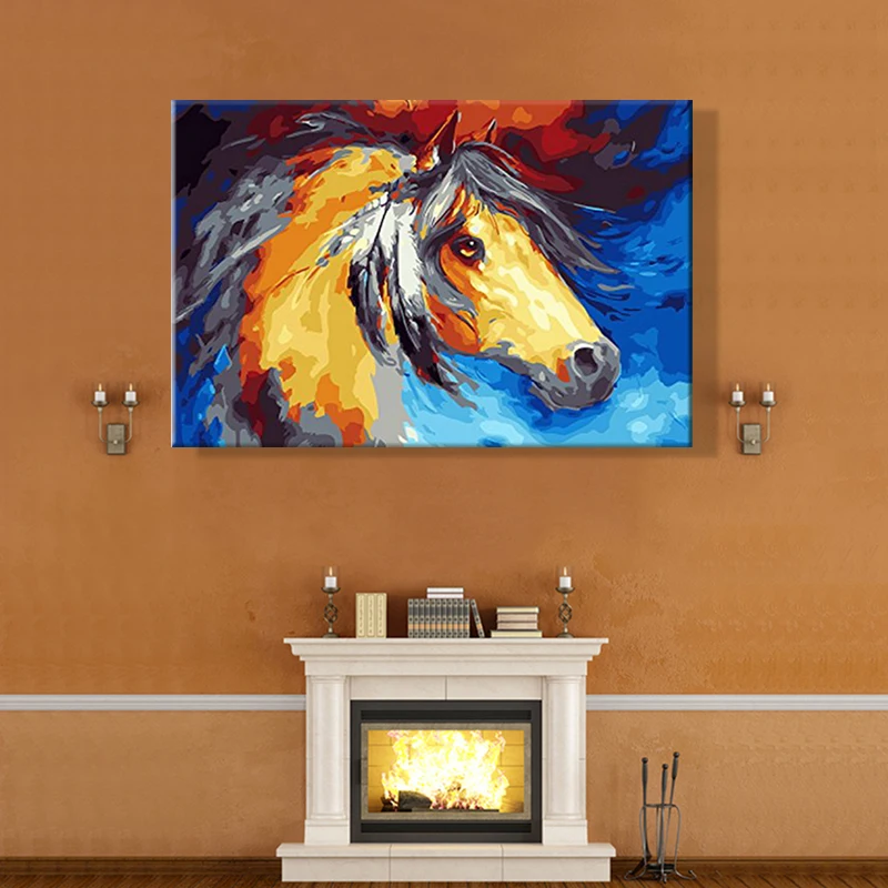 Рисуй по номеру Wall art живописи номерам лошадь гостиной настенные декоративные