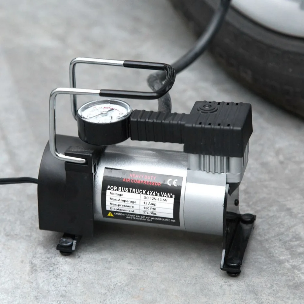 150 Вт Электрический насос для шин DC12V 150 PSI воздушный компрессор металлический для авто велосипедов мотоциклов с светодиодный фонарик