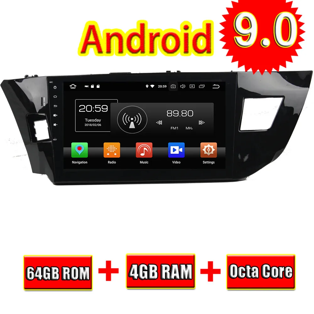 

Topnavi Android 9.0 Octa Core Car Multimedia Player For Toyota LEVIN 2013-2015 (Without DVD) GPS Navigation With DDRIII 4GB RAM