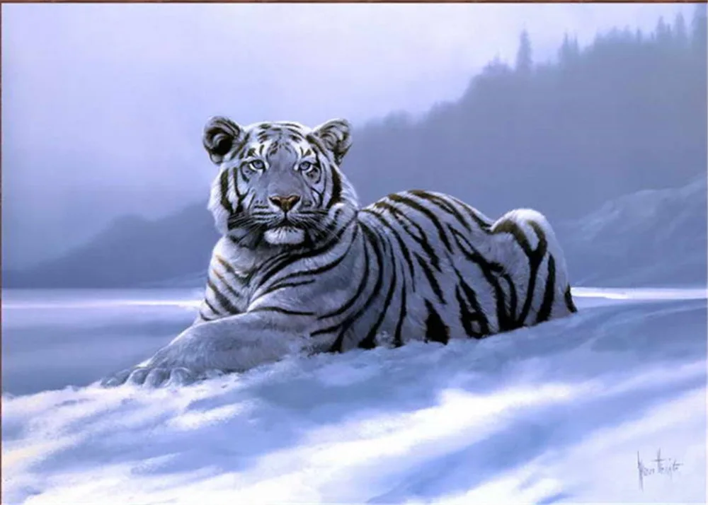 

Animal Tiger Art Snow Mountain Scenery Oil Painting Picture Printed On Canvas Home Decoration