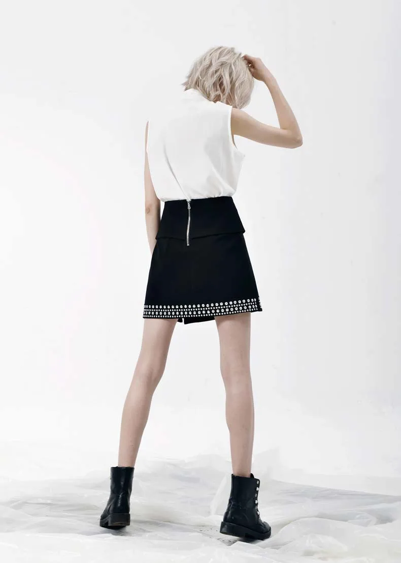 2019 S/S Брюки клеш с вышивкой и асимметричным разрезом для тяжелой промышленности в