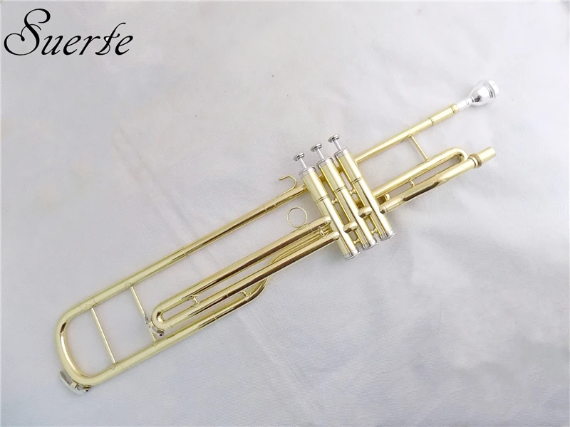 C Key Piston Trombone с корпусом мундштук желтый латунный корпус лак посеребренный