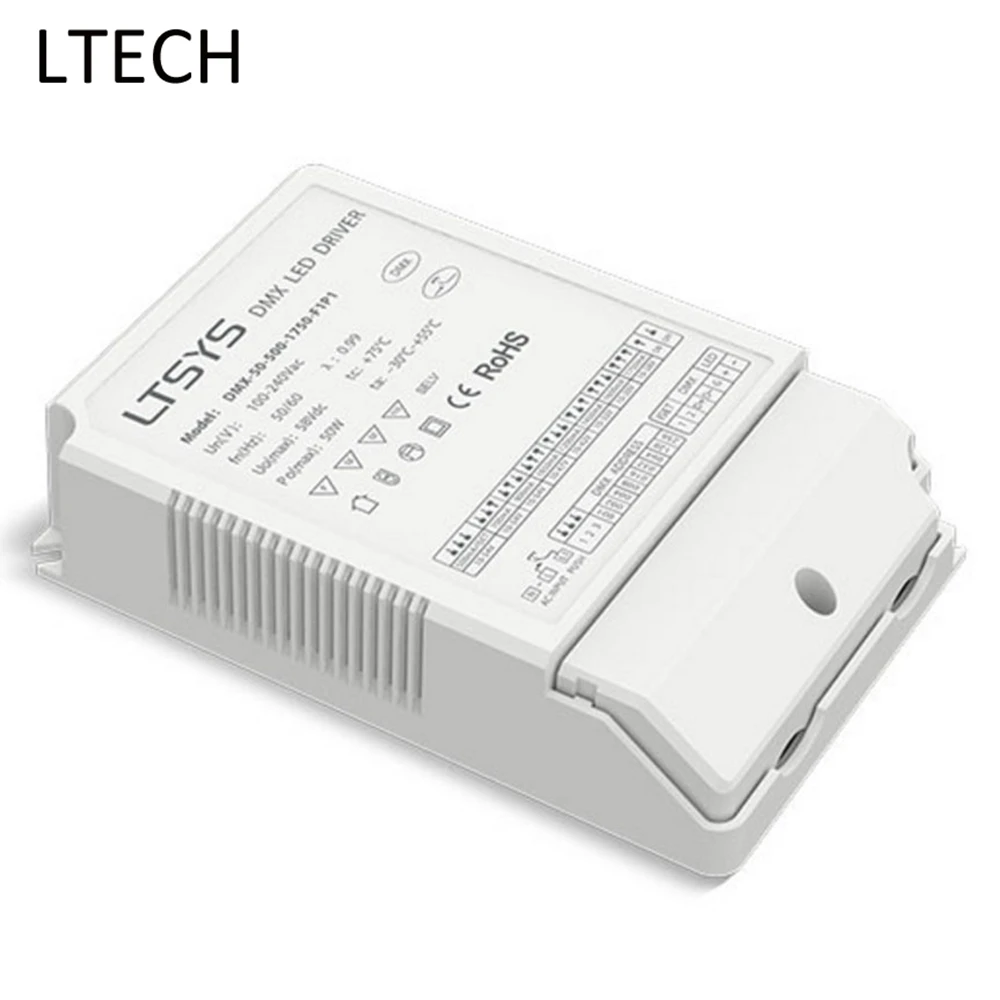 LTECH 50W Constant Current LED DMX Dimming Driver DMX-50-500-1750-F1P1 DMX/RDM 100-240VAC Input 500-1750mA Output Power Adapter | Лампы и