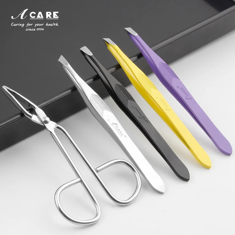 Пинцет для бровей из нержавеющей стали зажим для ресниц Наклонный плоский наконечник для удаления волос для лица зажим для ресниц триммер для бровей косметический инструмент для макияжа