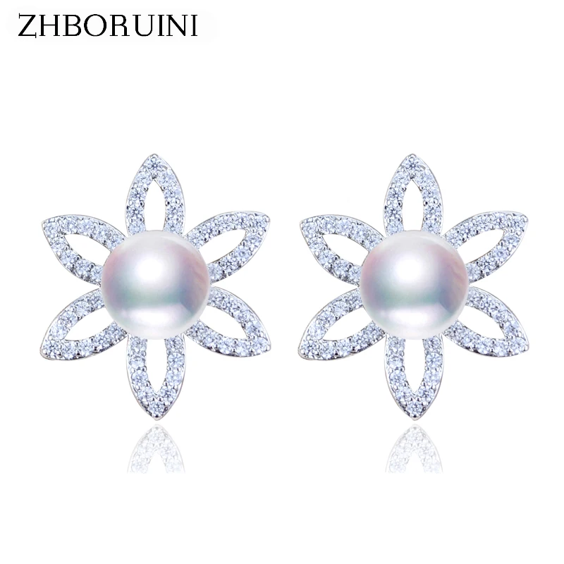 ZHBORUINI 2018 модные жемчужные серьги ювелирные изделия с цветком пресноводный жемчуг