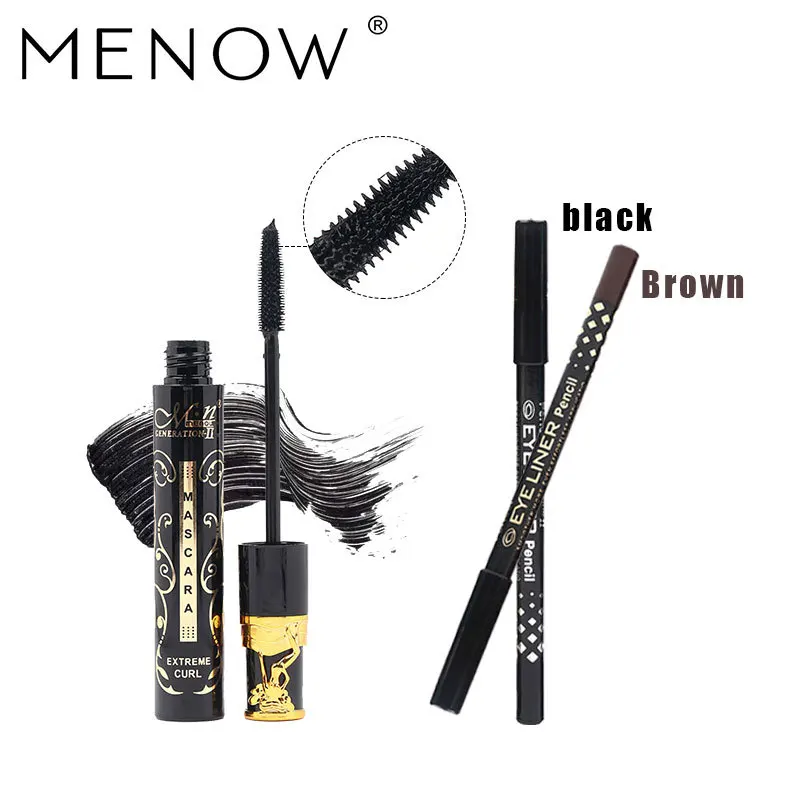 Menow бренд Make Up Set Curl Тушь для ресниц с силиконовым Кисточки и два Подводка глаз
