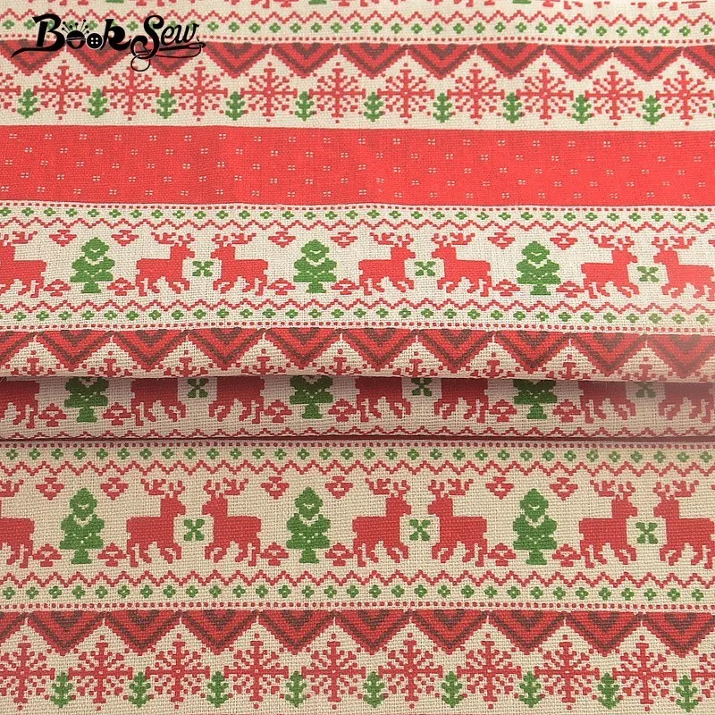 Booksew красный хлопок льняная ткань Merry Christmas ткань Telas Por Metro Tissu DIY Ручная работа домашняя скатерть сумка занавеска подушка