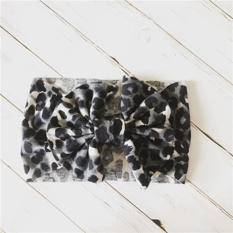 Leopard Big Bow Headwrap Girl Hairband Hair Accessories Wide Turban Headband Fabric Elastic Kids Top Knot Band | Детская одежда и