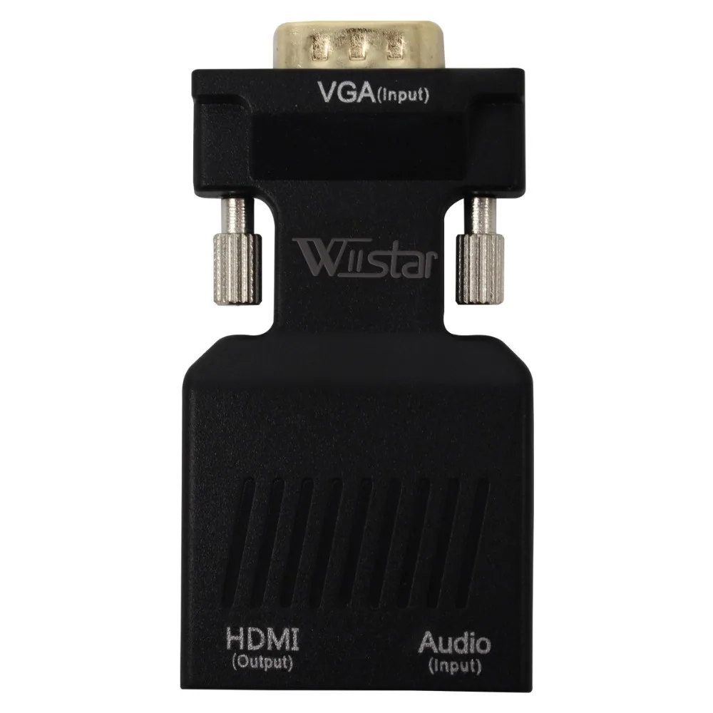 

Wiistar Male VGA to Female HDMI Converter with 3.5mm Audio Support 1080P VGA2HDMI Adapter for PC HDTV Monitor