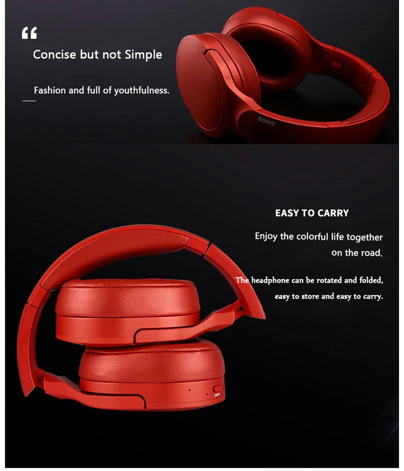 Somic SC2000 беспроводные наушники Bluetooth гарнитура наушники регулируемые наушники с микрофоном для ПК мобильного телефона Mp3 ноутбука