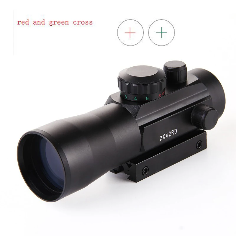 2x42 зеленый и красный крест регибкий Прицел 2 раза увеличение прицел для 11 мм