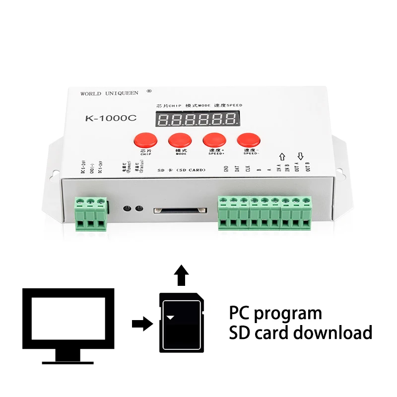 UCS512 WS2821 один ключ DMX адрес написание programmabble sd-карта цифровой светильник полосы контроллер K-1000C, функция отображения текста