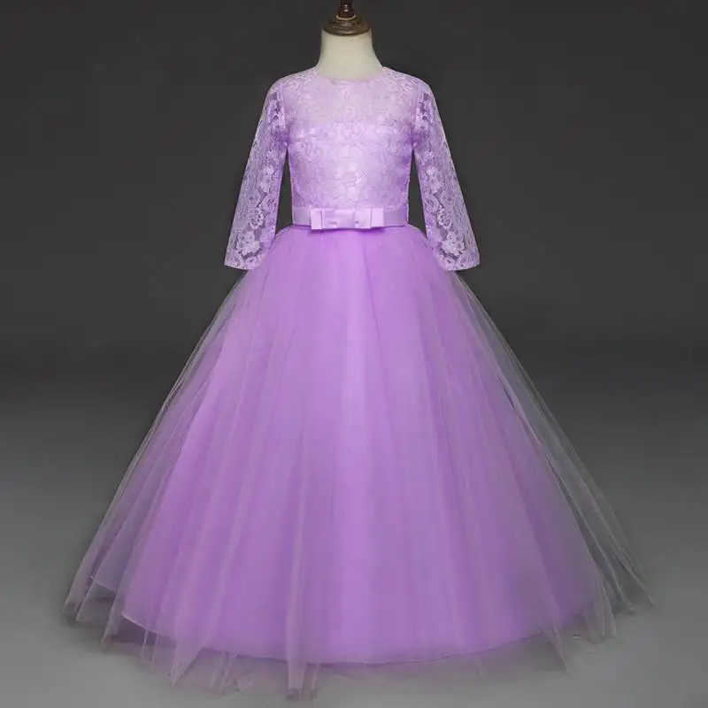 purple Бальное платье с помпоном из пряжи; дизайнерские вечерние платья для девочек на свадьбу, День рождения; детская элегантная одежда для девочек; От 3 до 12 лет - Цвет: purple