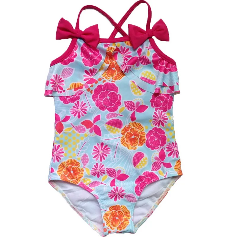 S182 Flower BAOHULU/купальный костюм для маленьких девочек с цветочным рисунком, UV UPF50+ цельный детский купальный костюм для девочек, для От 3 до 12 лет, детский купальный костюм, пляжная одежда - Цвет: S182 Flower