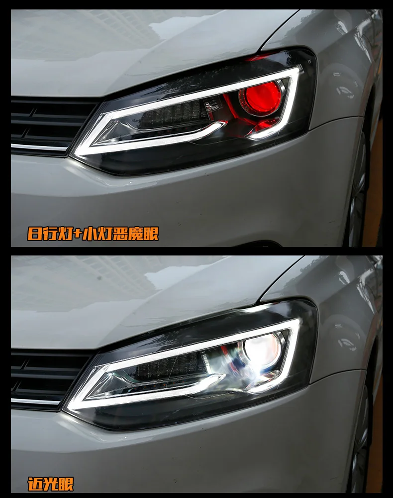 JR автомобильный Стайлинг для v w Polo СВЕТОДИОДНЫЙ Фонарь 2011- Polo светодиодный DRL+ Динамический сигнал поворота Биксеноновые аксессуары для фар